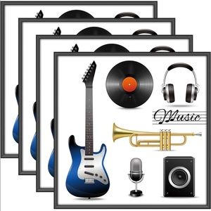 ONE WALL Vinyl Record Displays 12.5x12.5 Album Covers, Aluminum Frame, Set of 4